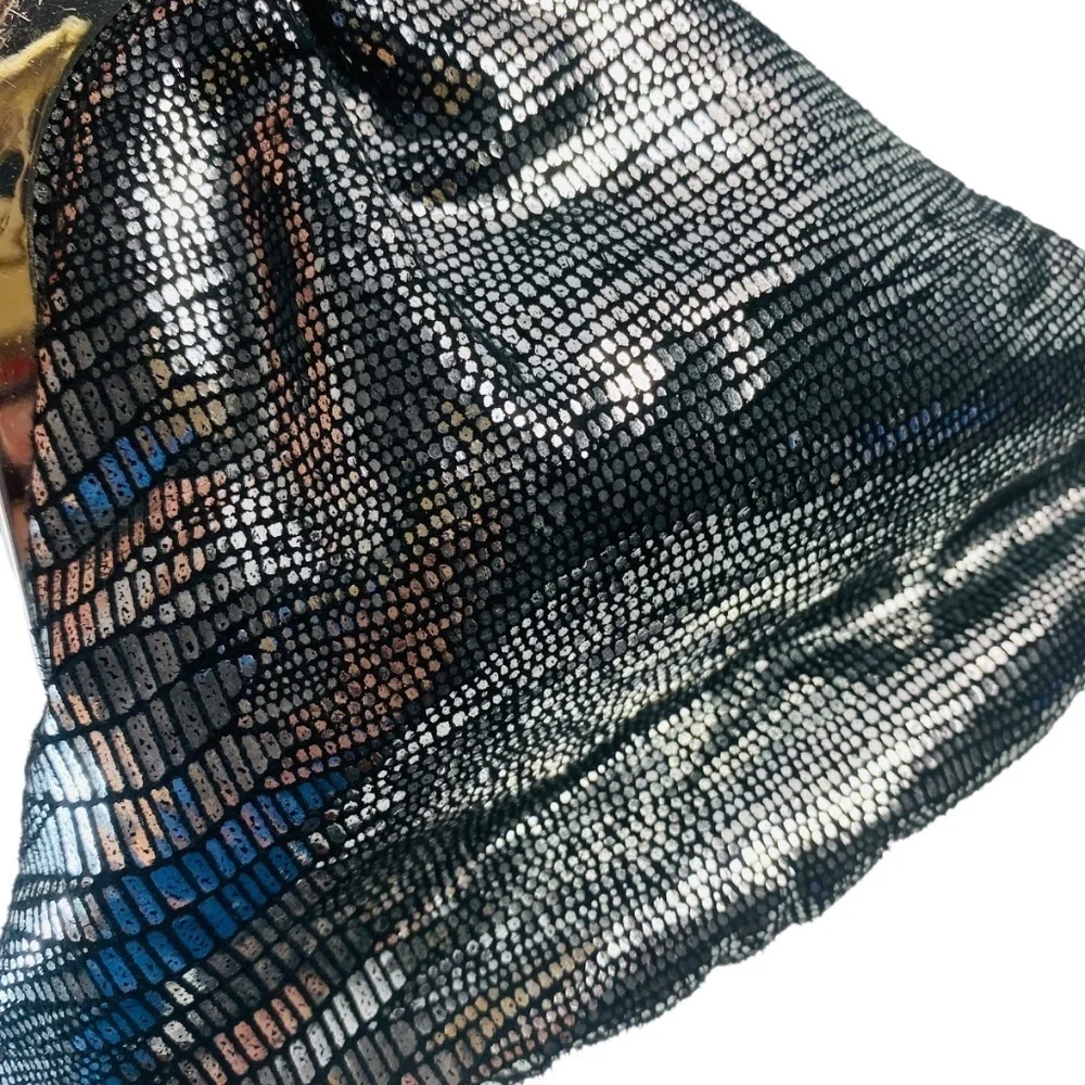 CMG Silver Ring Handle Fabric and Metal Bag In Silver